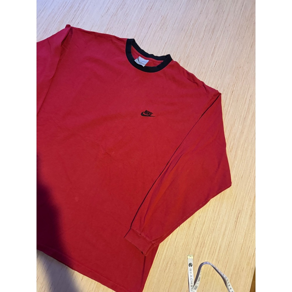 Vintage Nike Long Sleeve T-Shirt Mens XL Red Black Ringer Crew Neck 37
